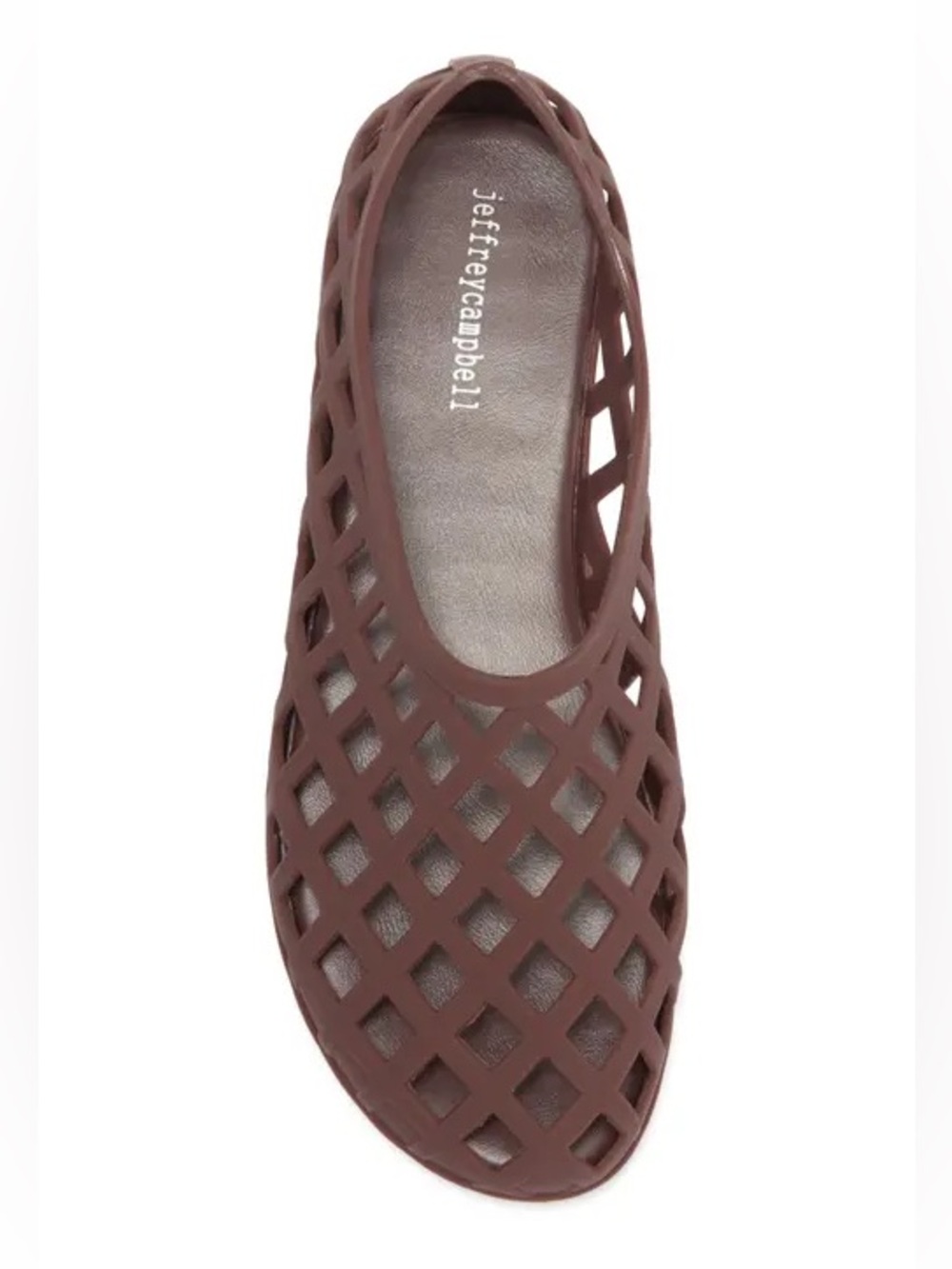 Jeffrey Campbell Jelly Matte Brown Lattice Cutout Slip-On Flat - Picture 1 of 4